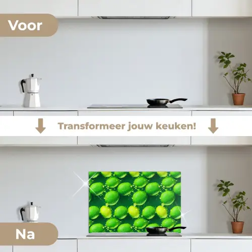 Limoen - Groen - Water keuken achterwand spatscherm klein 900 -voor_na_NL