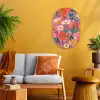 Roze - Bloemen - Wit - Oranje Wandcirkel Ovaal Forex klein -sfeer4