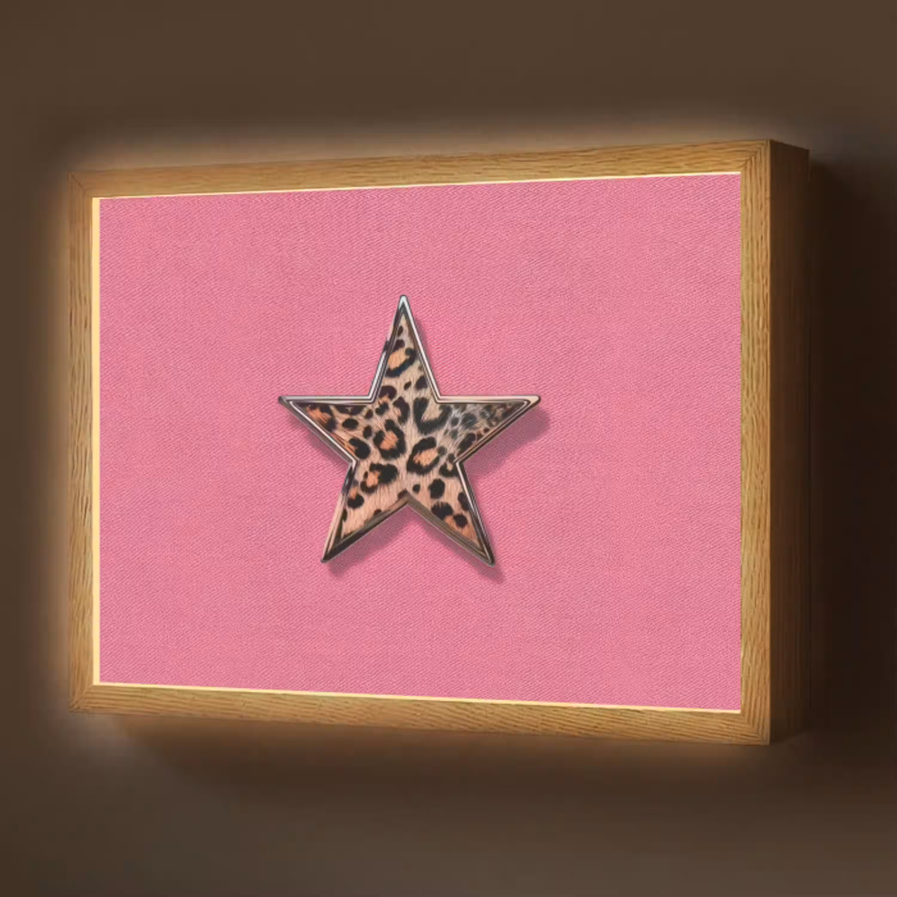Ster - Luipaard - Print - Roze Light Box met batterij (Wandlamp) middel -z3d_website
