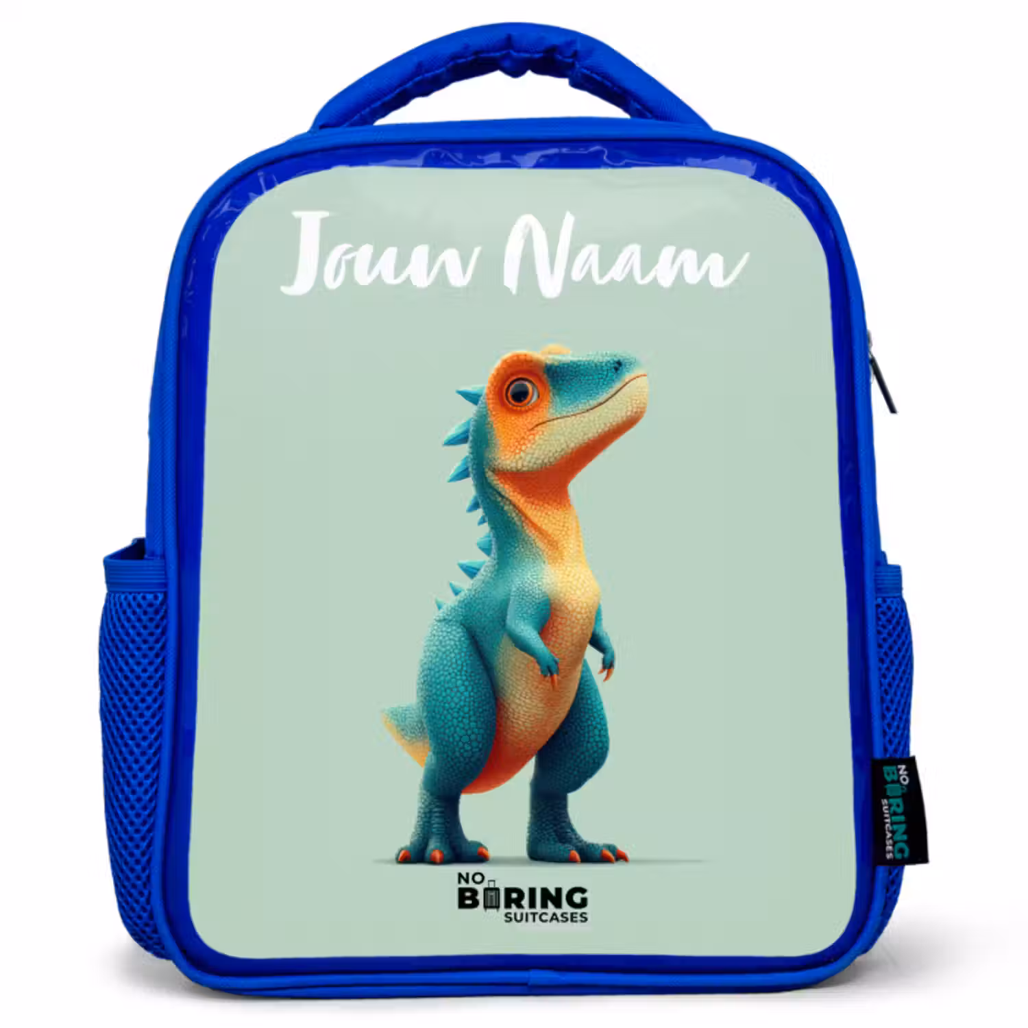Kinderrugzak met naam - Blauw - Dino - Dier - Groen - Oranje