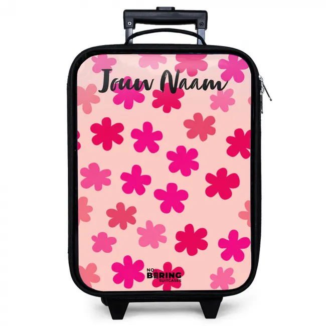 Kinderkoffer met naam - Bloemen - Patroon - Roze