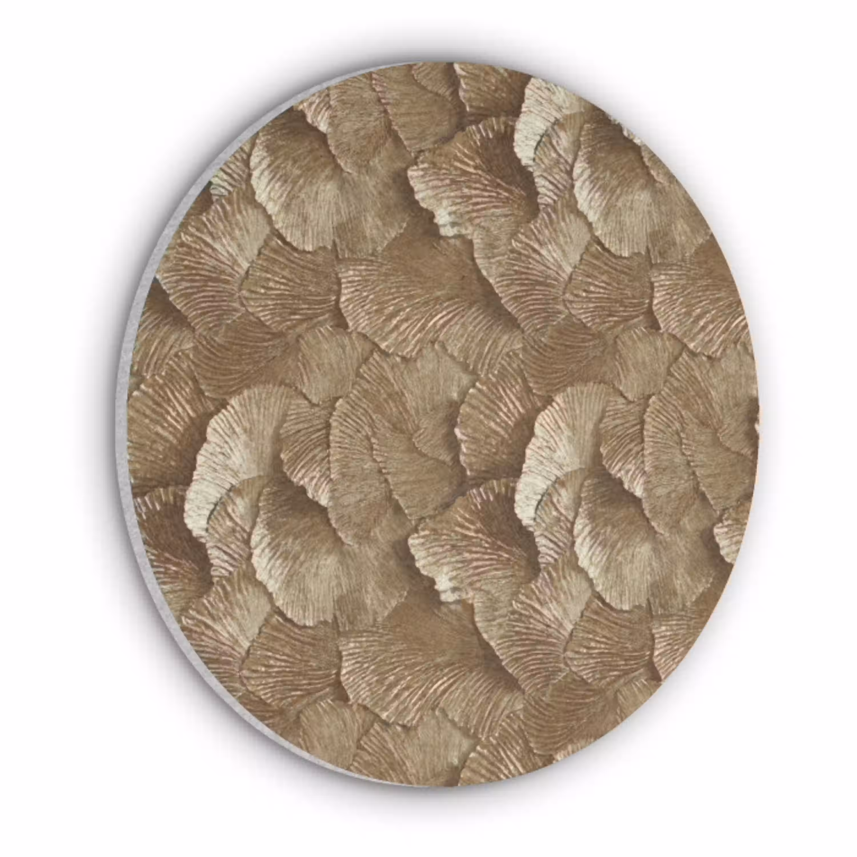 Organisch - Patroon - Bladeren - Goud Akoestische PET Vilt - Rond klein 838 -3d