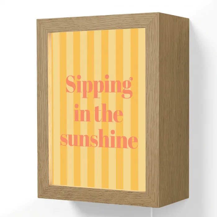 Gestreept - Geel - Sunshine - Letters Light Box met kabel (Wandlamp) klein -3d