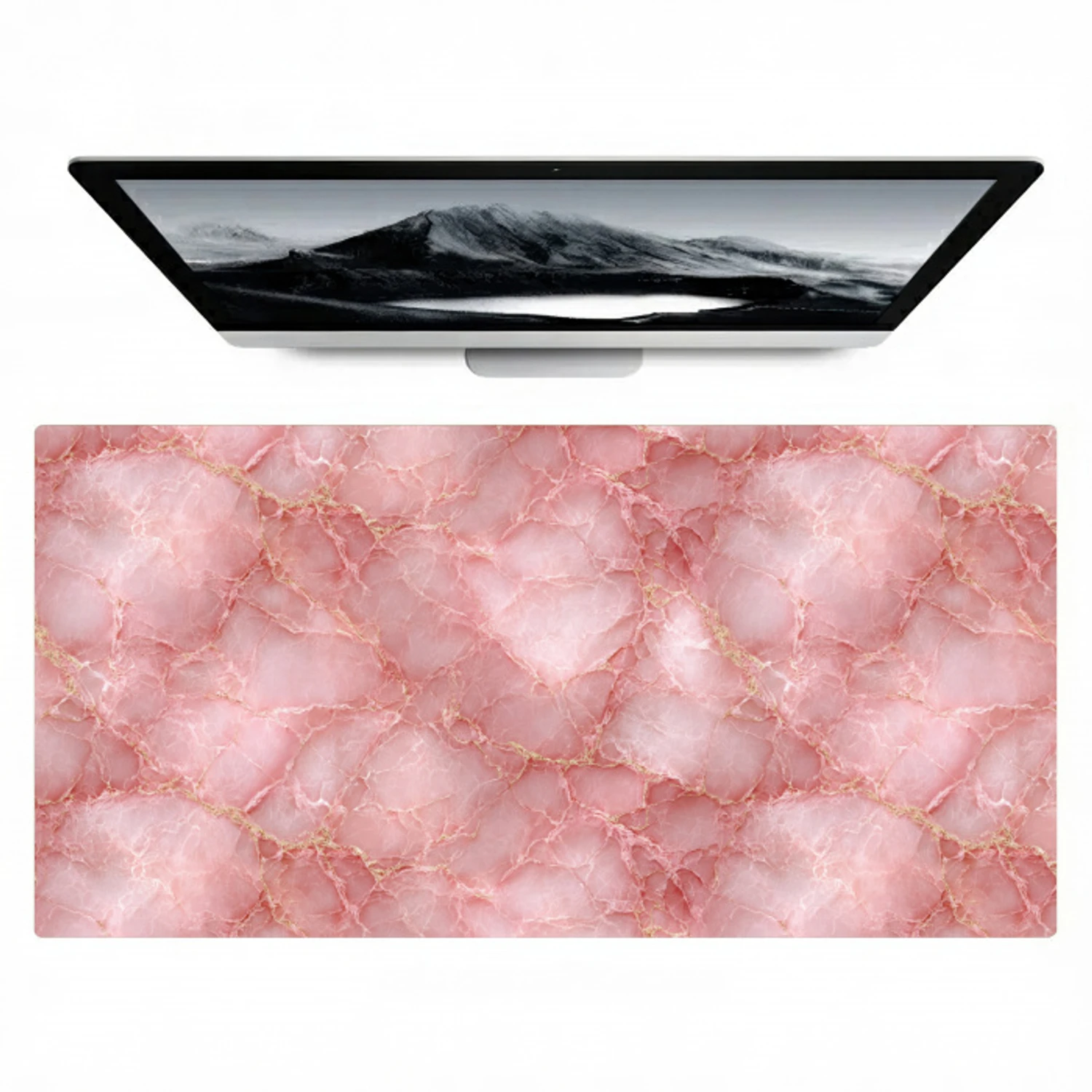 Roze - Kwarts - Goud - Marmer Muismat XXL klein 681 -zzz3d