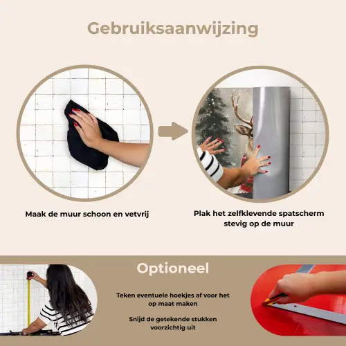 Winter - Bos - Rendier - Donker keuken achterwand spatscherm klein -gebruiksaanwijzing_NL
