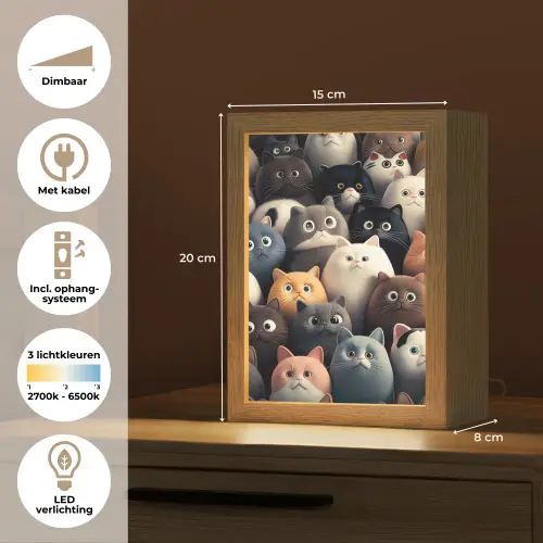 Kat - Dieren - Poes - Patroon - Jongen - Meisje Light Box met kabel klein -USP_NL