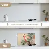 Roze kuifkaketoe - Tak met vruchten - Bladeren keuken achterwand spatscherm klein -voor_na_NL
