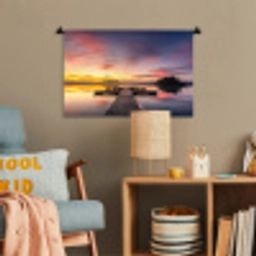 Steiger - Zonsondergang - Water - Zee - Reflectie Wandkleed katoen klein -wsfeer4_kind