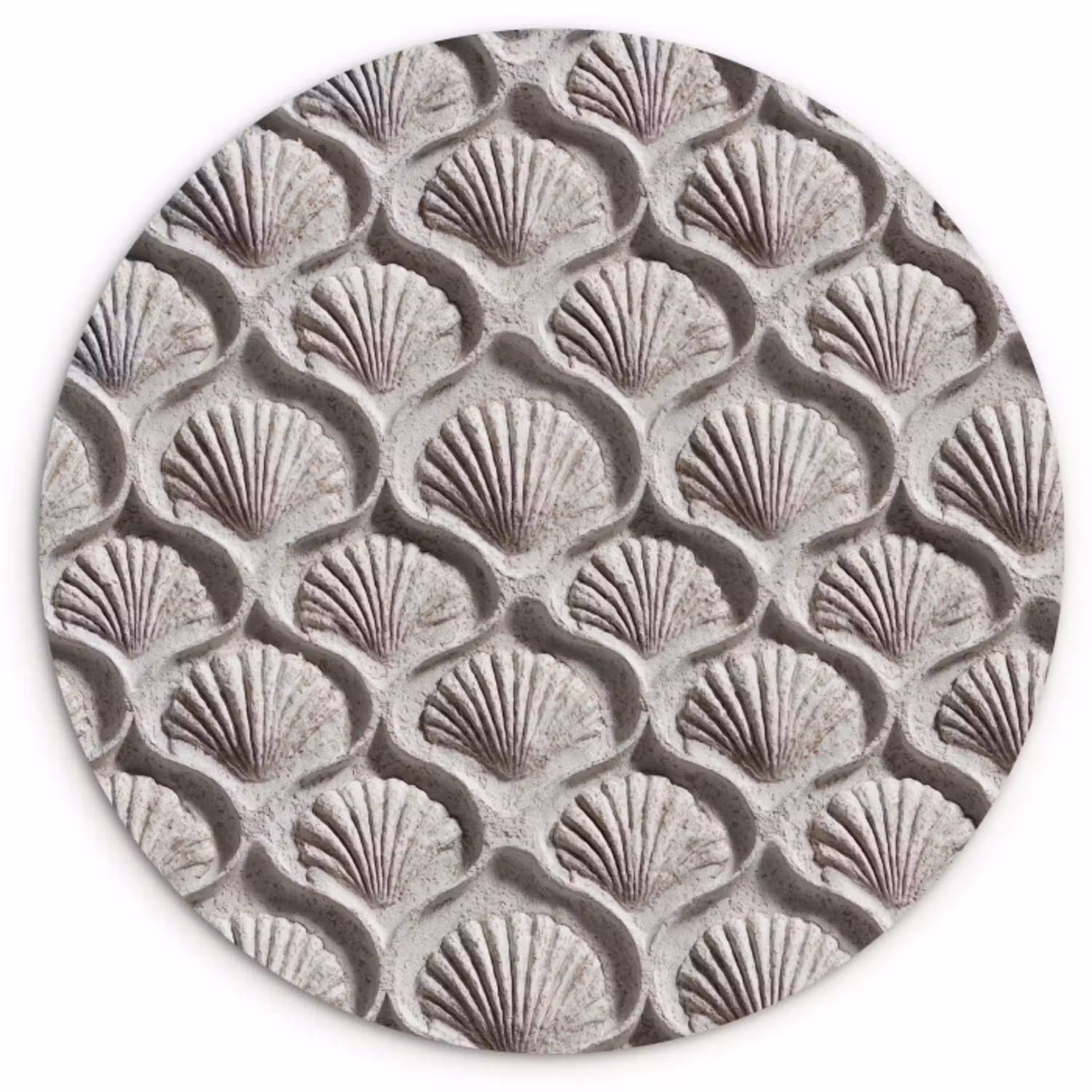 Zand - Schelpenvorm - Grijs Wandcirkel kunststof plaat 5mm dik klein 188 -3d
