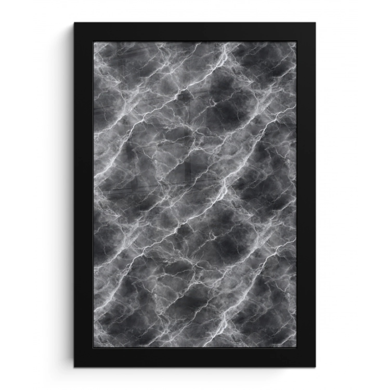 Donkergrijs - Bliksem - Marmer fotolijst zwart zonder passe partout klein 224 -3d