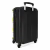 Golvende strepen in paars en geel NBS - Handbagage koffer - Unisex middel -achterkant