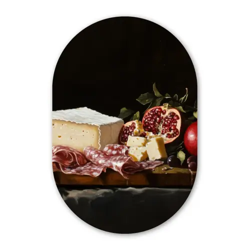 Stilleven - Vintage - Borrelplank Wandcirkel Ovaal Forex klein -3d