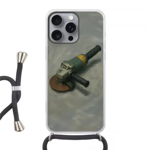Haakse slijper - Schilderij - Gereedschap Hoesje iPhone 16 Pro Max met koord klein -3d