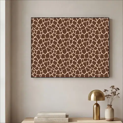 Patroon - Giraf - Bruin Textielframe zwart klein 947 -sfeer2