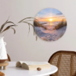 Strand - Zonsondergang - Natuur - Landschap Wandcirkel kunststof plaat 5mm dik klein -sfeer4
