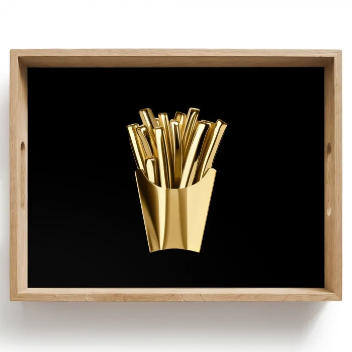 Friet - Goud - Chrome - Eten Dienblad Rechthoek middel -z3d_shopping