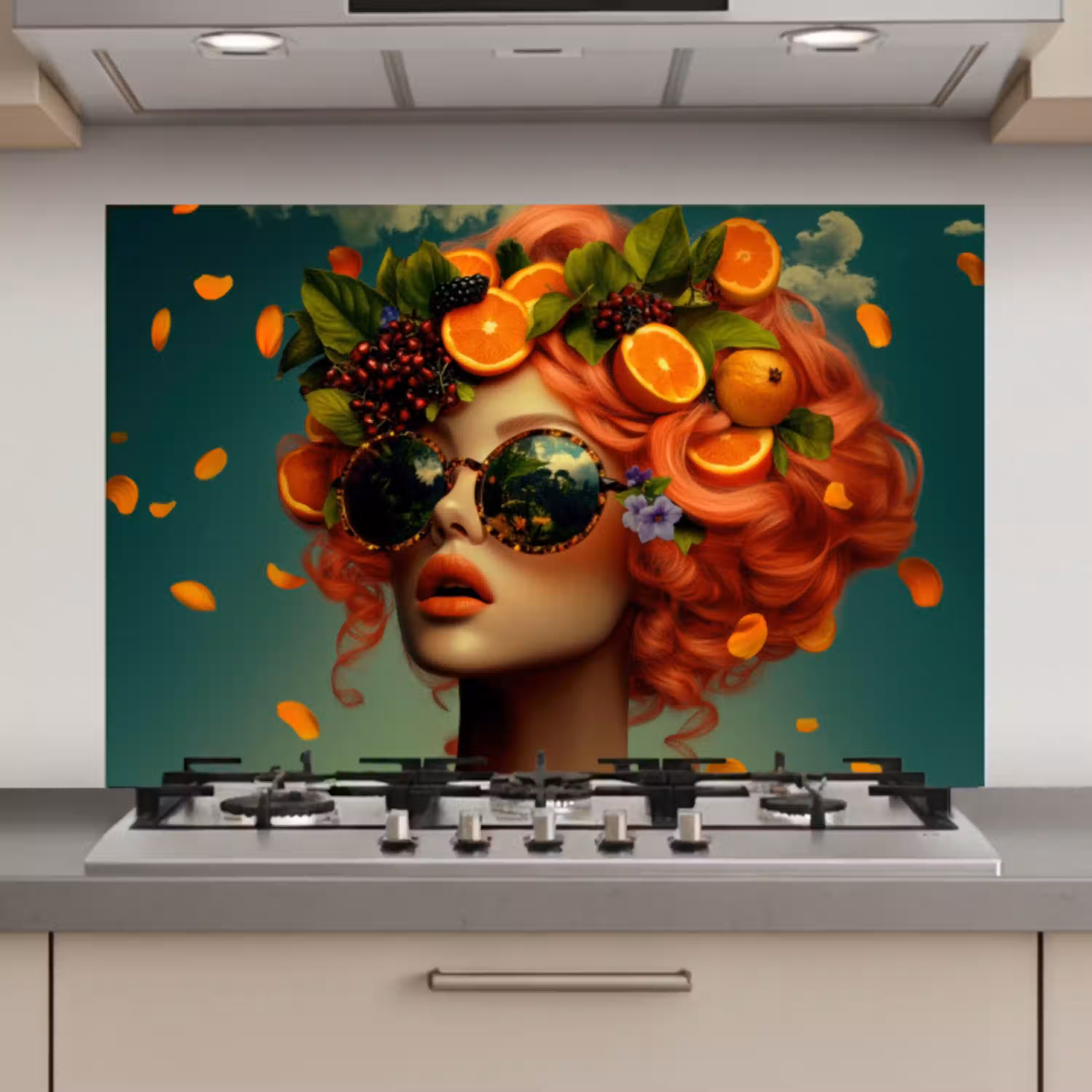 Vrouw - Sinaasappel - Bessen - Oranje keuken achterwand spatscherm klein -3d_website