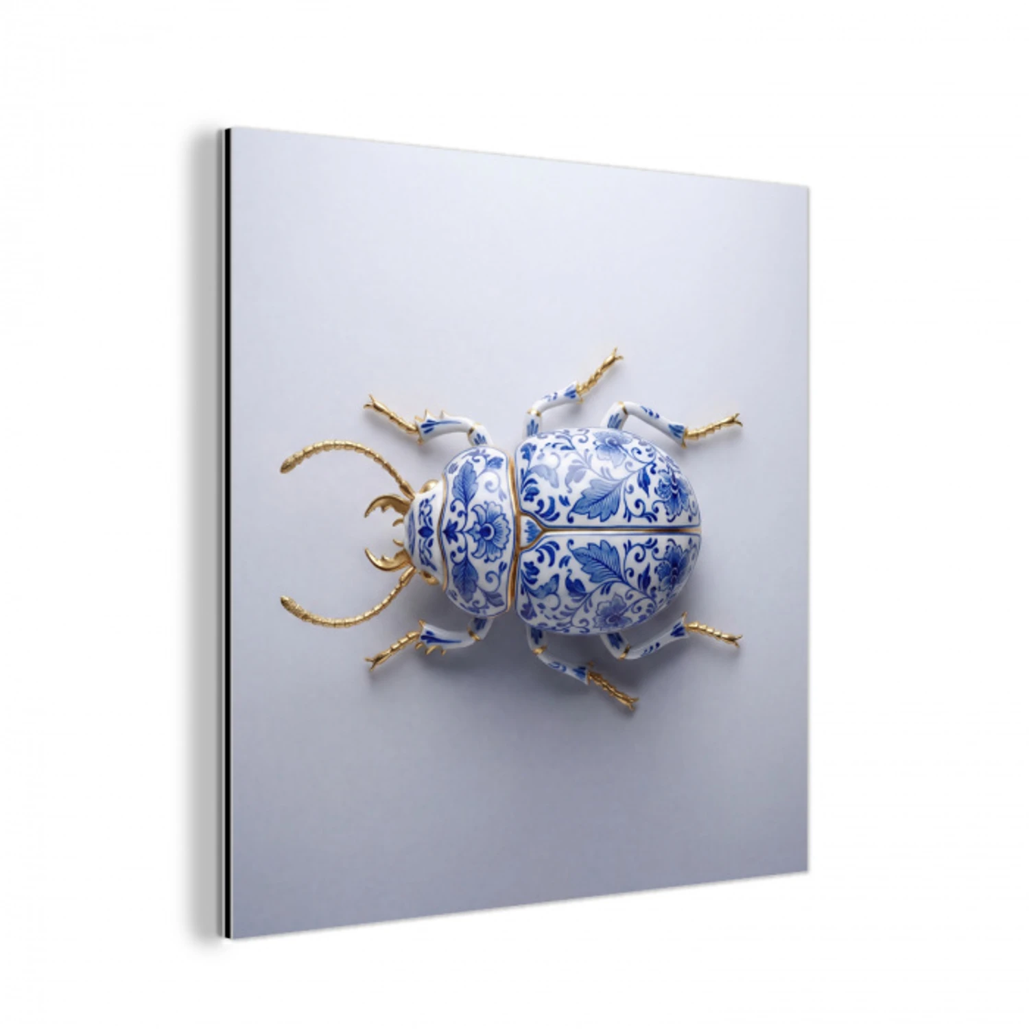 Kever - Delfts  - Blauw - Goud aluminium wit klein -3d