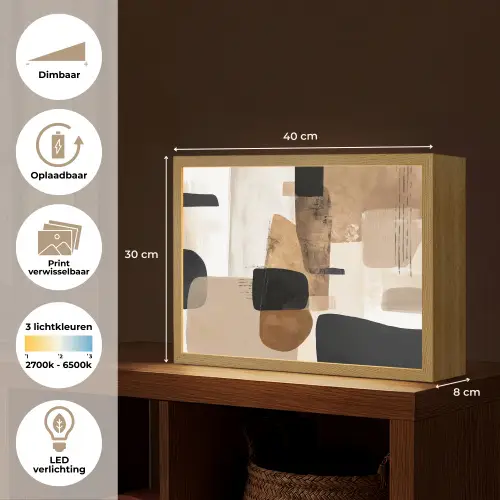 Vlakken - Abstract - Zwart - Strepen Light Box met batterij (Wandlamp) middel -USP_websiteoverzichtNL