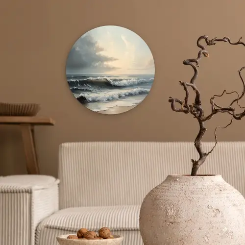 Strand - Zee - Zonsondergang Wandcirkel kunststof plaat 5mm dik klein -sfeer1