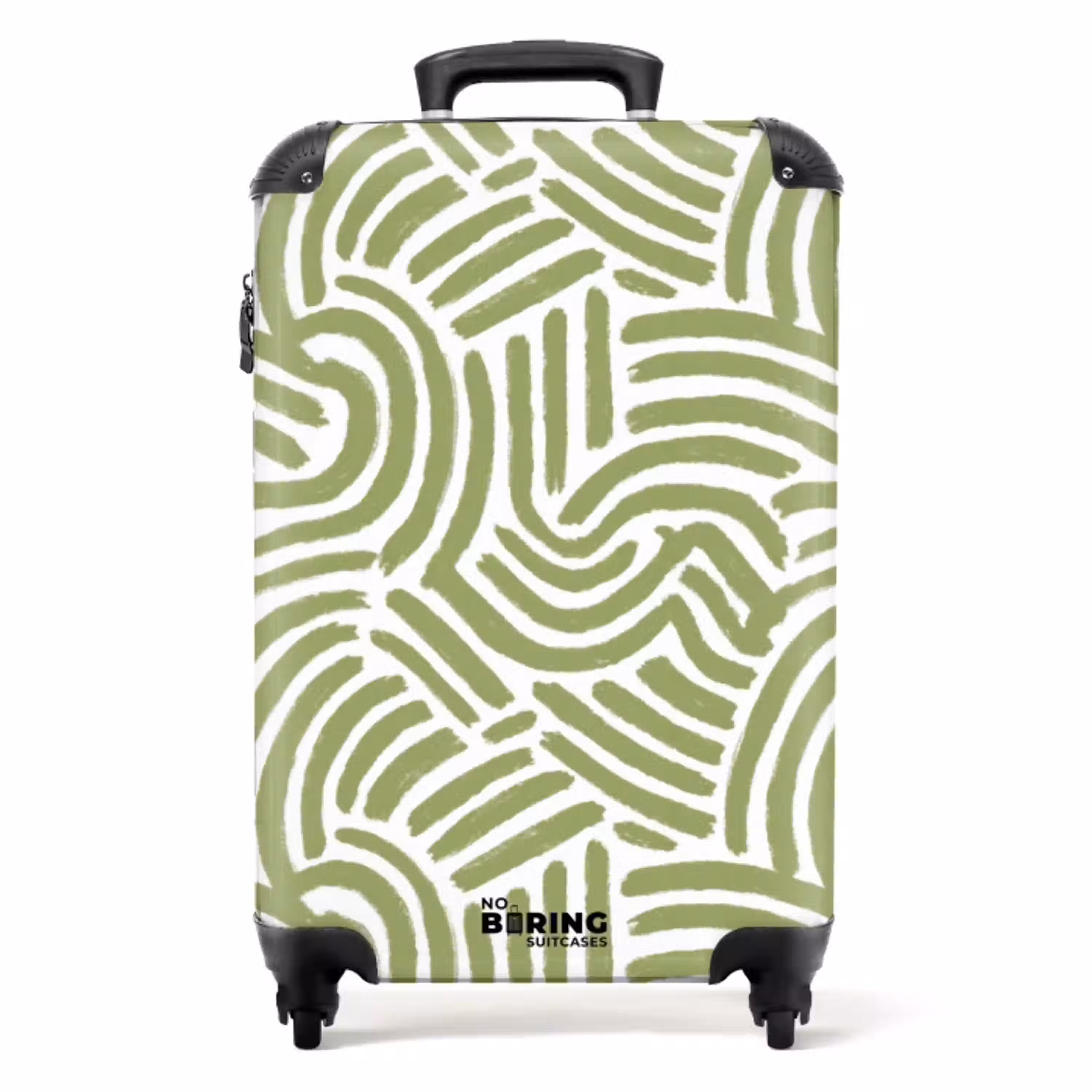 Saliegroen - Abstract - Bogen - Handgetekend - Patroon NBS - Handbagage koffer - Volwassenen Unisex middel -productfoto_recht