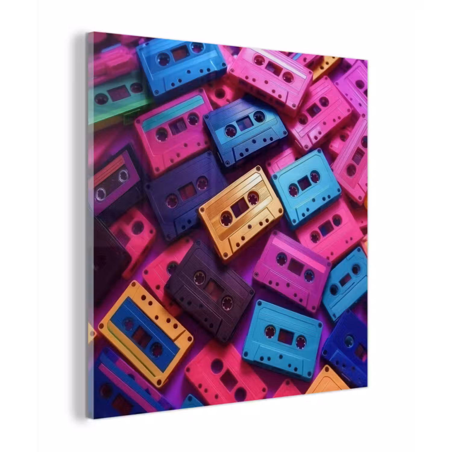 Glas schilderij - Cassetteband - Kleurrijk - Energiek