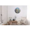 Skyline - Wolkenkrabbers - Water - Blauw Wandcirkel aluminium klein -woonkamer