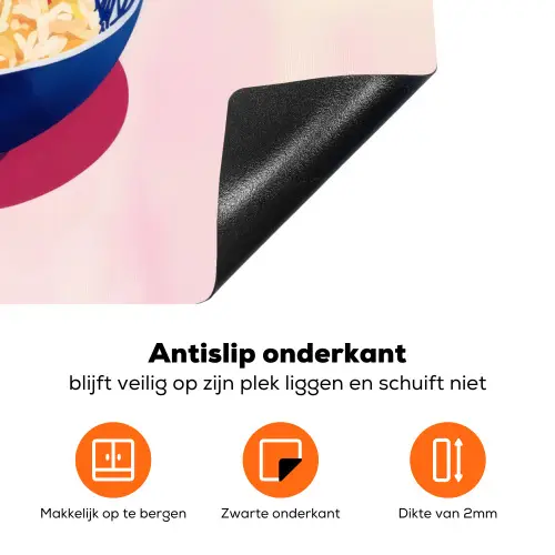 Rijst - Illustratie - Kom - Groente Inductie beschermer vinyl 3mm klein -zzzzzzz-td-onderkant