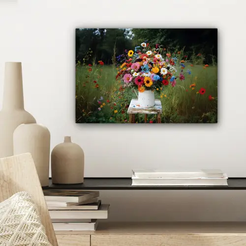 Bloemen - Krukje - Gieter - Veld canvas 2cm klein -sfeer6