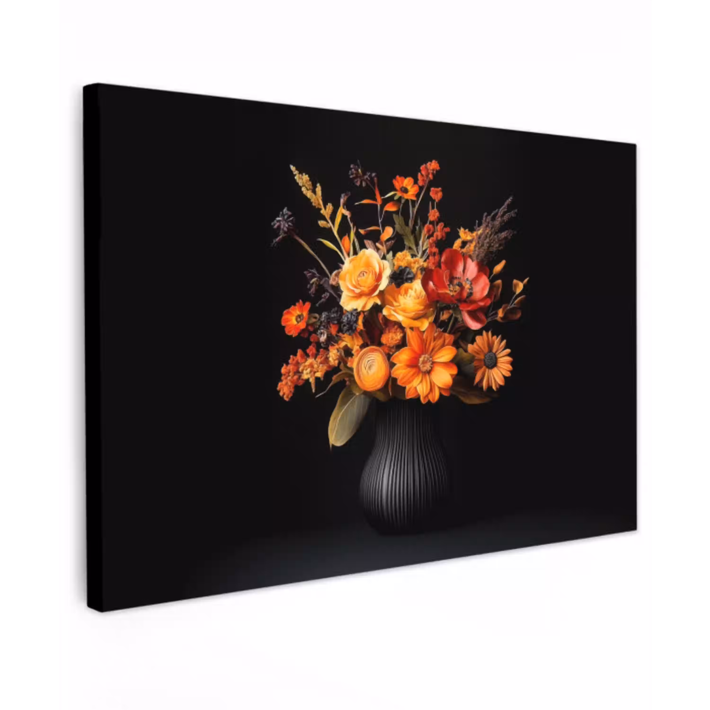 Herfst - Boeket - Oranje Tuinposter op houten frame 2 cm dik klein -3d