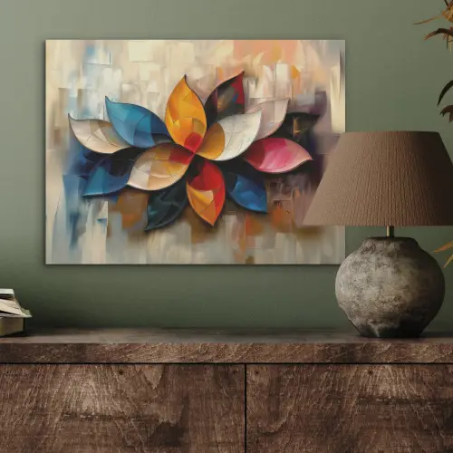 Bloem - Abstract - Kleurrijk - Bladeren PET vilt klein -sfeer2