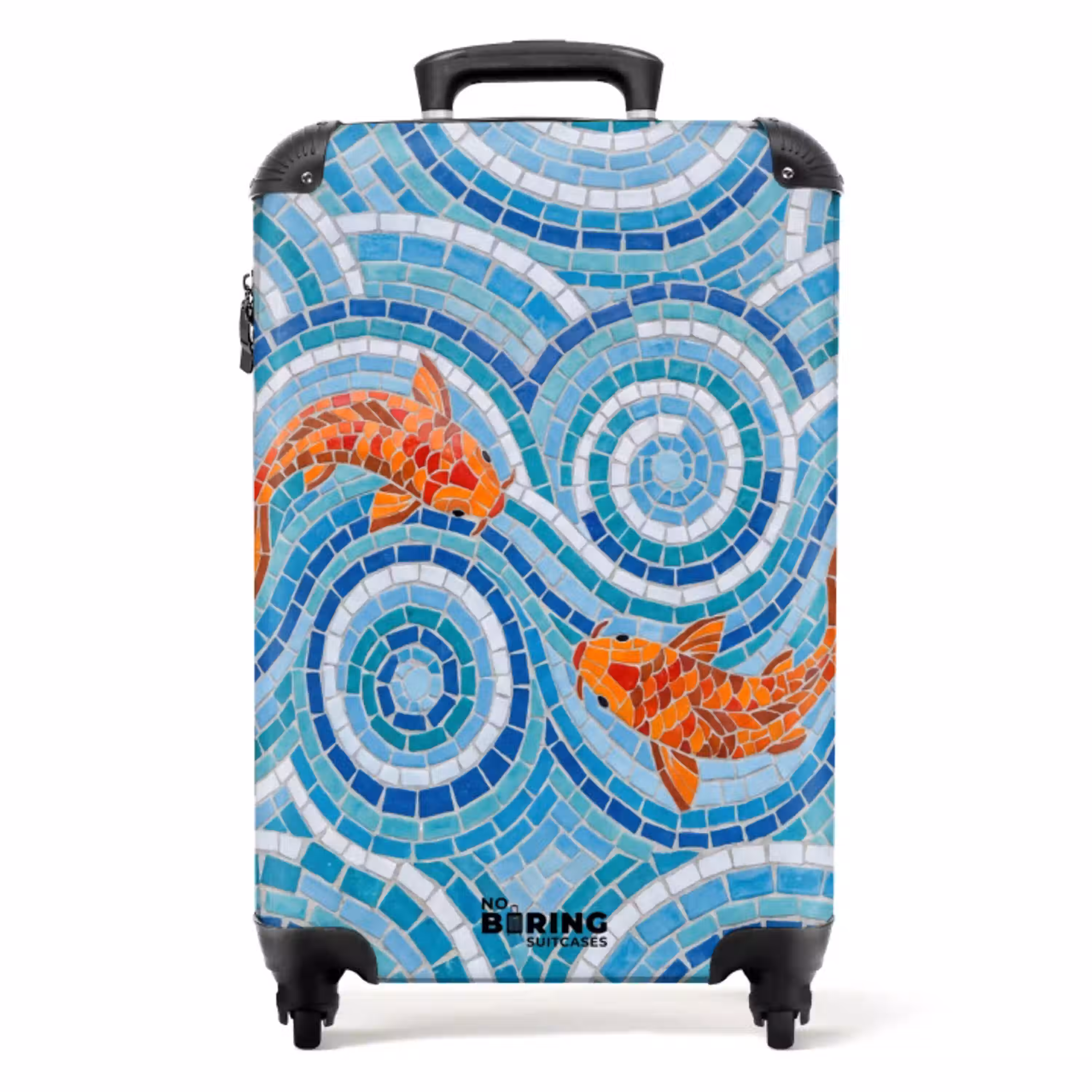 Vis - Mozaïek - Water - Decoratief - Blauw NBS - Handbagage koffer - Volwassenen Unisex middel -productfoto_recht