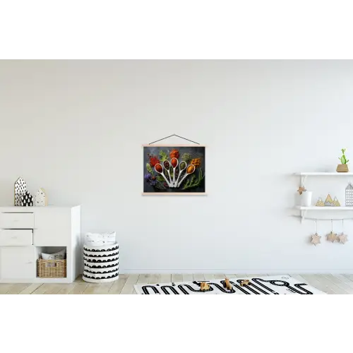 Lepels - Wit - Poeder - Kruiden textielposter latten blank klein -kinderkamer