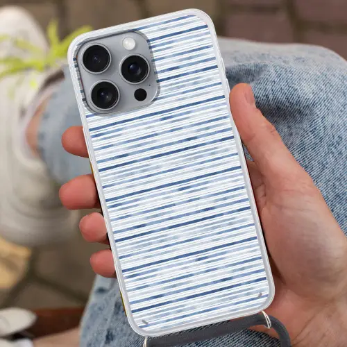 Strepen - Patroon - Blauw - Wit Hoesje iPhone 16 Pro Max met koord klein 804 -sfeer3