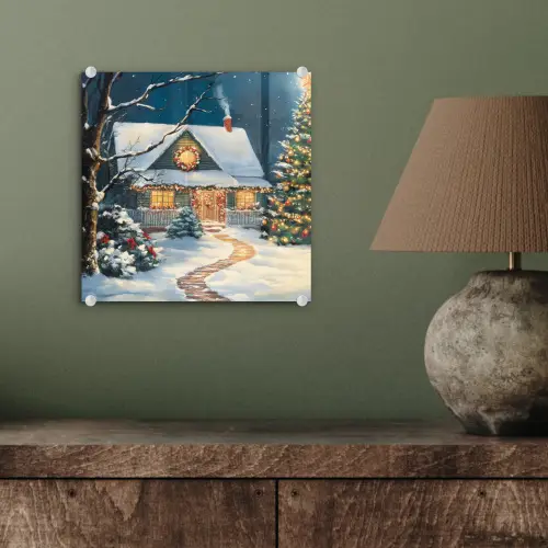 Kerst - Kerstboom - Winter - Huis - Sneeuw plexiglas 5mm klein -sfeer3