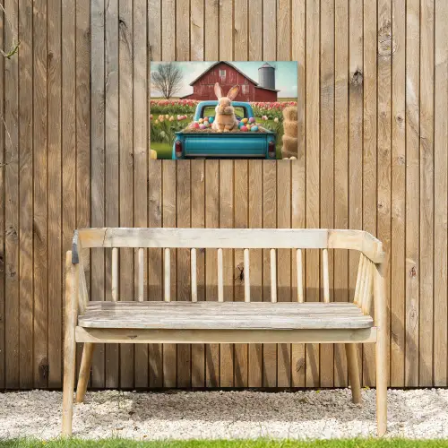 Konijn - Boerderij - Eieren Tuinposter op houten frame 2 cm dik klein -sfeer4