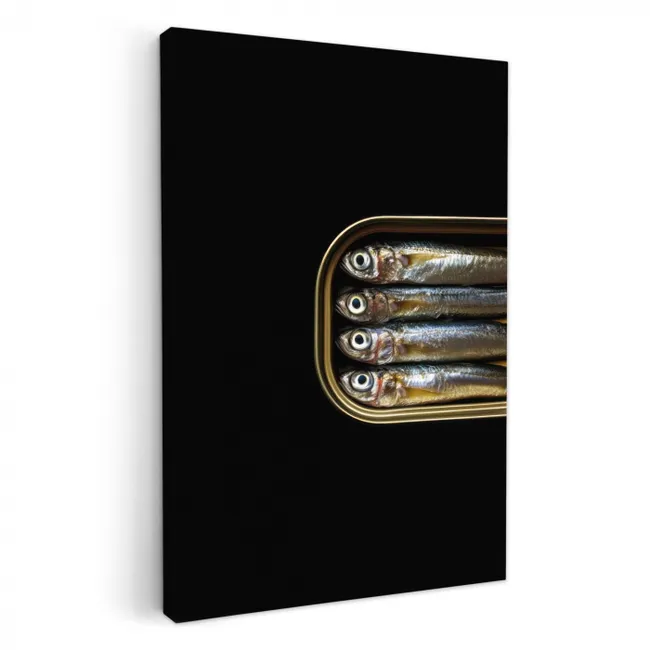 Sardines - Blik - Zwart - Vissen KitchenYeah - Keuken - Canvas klein -3d