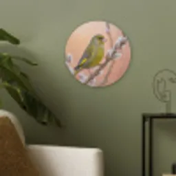 Groenling - Katjes - Lente - Natuur - Zacht Akoestische PET Vilt - Rond klein -sfeer2