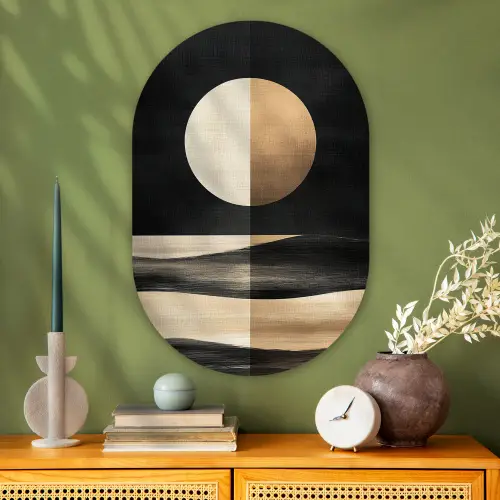 Maan - Cirkel - Goud Wandcirkel Ovaal Glas middel -sfeer2