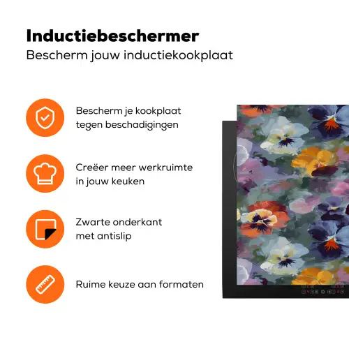Pastel - Viooltjes - Groen - Patroon Inductie beschermer vinyl 3mm klein 276 -zzzzzzz-td-ups