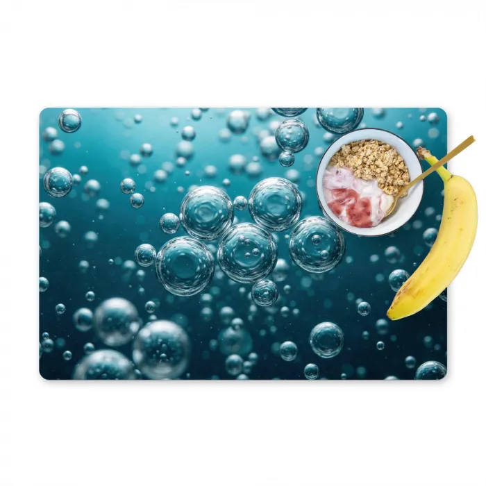 Luchtbellen - Dynamisch - Blauw Placemat vinyl groot -zzzproduct_Kitchenyeah-website