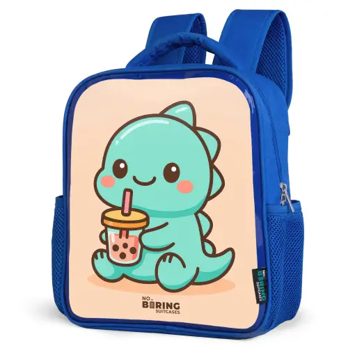 Kawai - Dino - Bubbletea Kinderrugzak - Blauw middel -schuin
