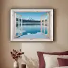Landschap - Winter - Meer - Bergen - Uitzicht - Doorkijk - Licht Textielframe zwart klein -sfeer1