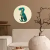 Dinosaurus - Turquoise - Stekels Wandcirkel kunststof plaat 5mm dik klein -sfeer1