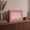 Grateful - Groen - Grafisch - Vloeiend Light Box met batterij (Wandlamp) middel -sfeer2