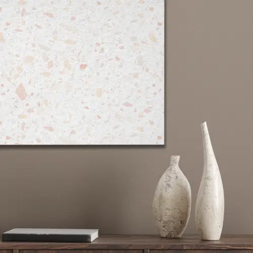 Terrazzo -  Patroon - Wit - Perzik PET vilt klein 837 -sfeer6_closeup