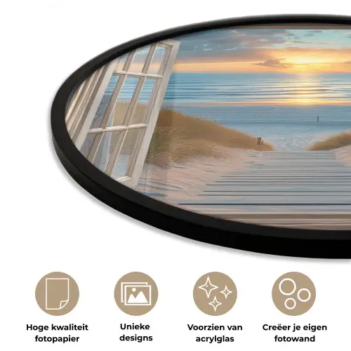 Doorkijk - Strand - Pad - Zonsondergang Fotolijst rond zonder passe partout klein -closeup_NL