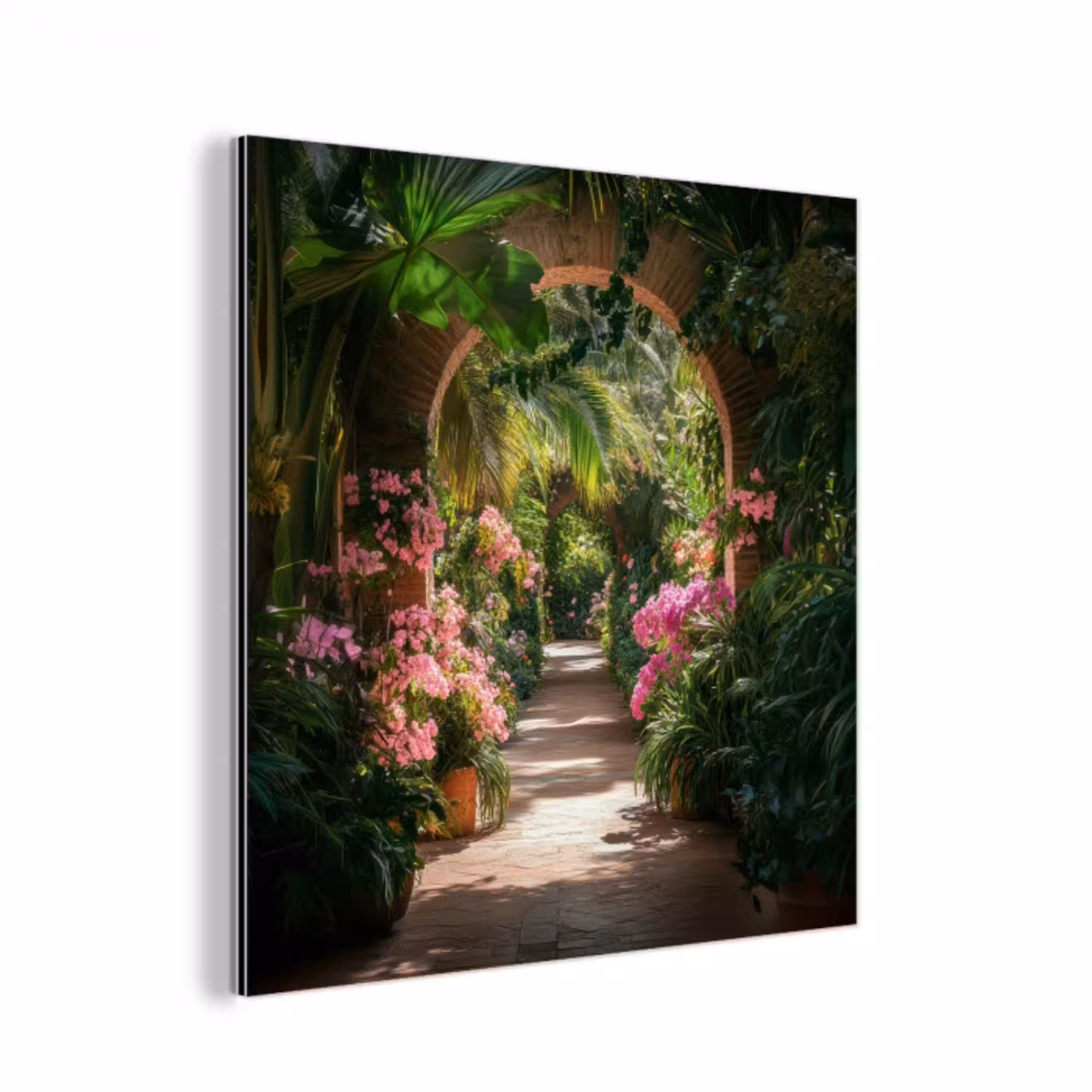 Doorkijk - Tropisch - Bloemen - Natuur aluminium wit klein -3d