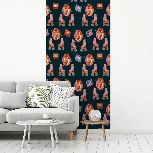 Rolschaatsen - Patroon - Disco fotobehang vinyl groot 64 -woonkamer