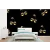 Patroon - Kersen - Goud - Chrome fotobehang vinyl groot -bed